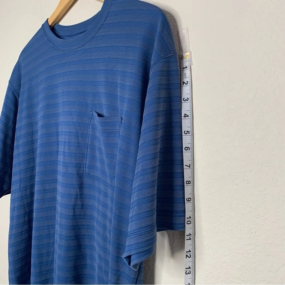 The North Face Blue Striped Modal Blend Short Sleeve Men’s Size Large Pocket Tee